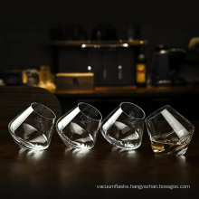 Tilted Crystal Whiskey Tumblers Old Fashioned Bourbon Glasses Round Spin Glass Wine Cup